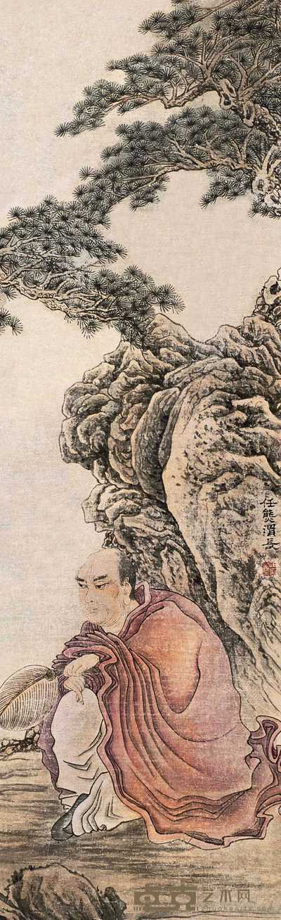 任熊 人物山水 镜心 116×36cm